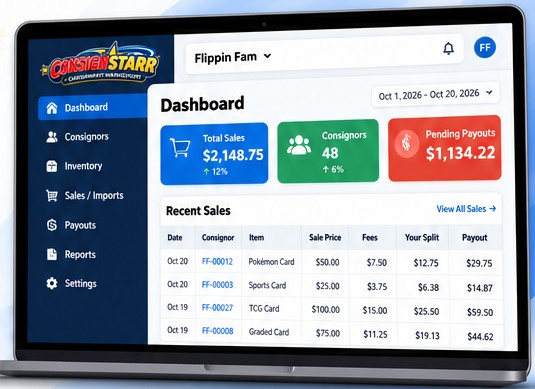 Illustrative ConsignStarr seller dashboard preview